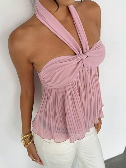 DAZY 纯色露背吊带背心，优雅性感，适合夏季女性