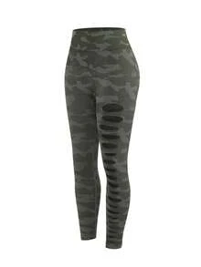 SHEIN BamGlam Women Sports Leggings - Army Green - View 7
