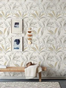 1 Rollo de papel tapiz autoadhesivo con hojas y flores de estilo bohemio otoñal, papel de contacto impermeable y removible para muebles, gabinetes de cocina y cajones, fácil de instalar - Unitalla - Ver 4