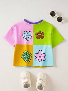 SCOOBY-DOO X SHEIN Áo thun ngắn tay cổ tròn cho bé gái kiểu dáng thường ngày - Nhiều màu - Xem 2