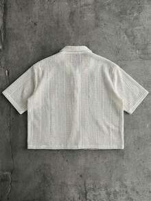 SUMWON White Short Sleeve Button Down Shirt With Collared Neckline And Textured Fabric Details , Summer Beach Resort Casual Wear,S Summer Shirt, Resort Wear - White - View 2