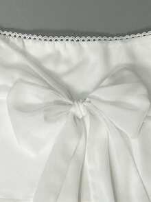 Airaco Women's New White Elegant Bow Tie Waist Skirt, Spring/Summer - White - View 7