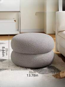 Modern Donut Ottoman Round Stool, Fleece Upholstered Vanity Stool, Soft Padded Footstool For Living Room & Bedroom - Multicolor - View 8