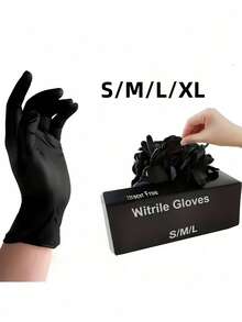 20PCS Bag Disposable Nitrile Gloves Latex Powder Free For Tattooing Manicures Salon Cleaning Nail Supplies Tools Art Press On Nails - Black - View 3