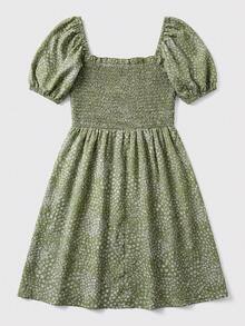 lacRébo A Line Robe Courte Floral Print Sweetheart Neckline Vintage Style Spring Summer To Go Out Festival Dress Casual Dress French Style Parisian Style - Green - View 8