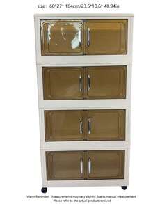 1PC 45/60CM Foldable Storage Cabinet, 1-5 Tier Double Door Storage Organizer, Thickened Plastic Wheeled Storage Cabinet, Living Room Toy & Snack Multi-Layer Cabinet, Clothes Storage Cabinet, Home Dust-Proof Shelving, Home Storage Rack, Storage Box, Plastic Container, Oil Bottle, Kitchen Storage Supplies, Cup Rack, 1 Oil Bottle, Spoon Rack, Kitchen Storage Rack - Multicolor - View 13