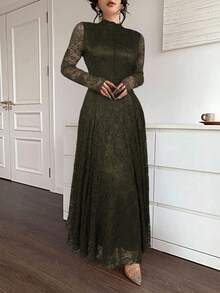 Đầm ren trắng thanh lịch dành cho phụ nữ - xanh quân đội - Xem 6