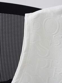 Manfinity Joysei Men's Letter Jacquard Tank Top And Shorts Casual Set - White - View 4