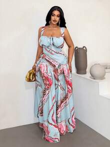 Maweii Plus Size Sleeveless Casual Vacation Fashionable Printed Sexy Dress - Multicolor - View 6