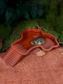 1 Set de 2 piezas Piscina para reptiles con rampa inclinada y plato de agua para tortuga, gecko, serpiente, lagarto, hábitat de diseño poco profundo, área de alimentación y natación, decoración de terrario - Multicolor - Ver 6