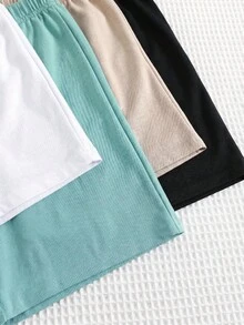 SHEIN 8件套男童舒适休闲日常百搭字母印花短袖T恤短裤套装，适合春夏穿着，日常穿着、运动、郊游、上学、聚会、节日、拍照、返校季等场合皆宜。 - 彩色 - 查看 5