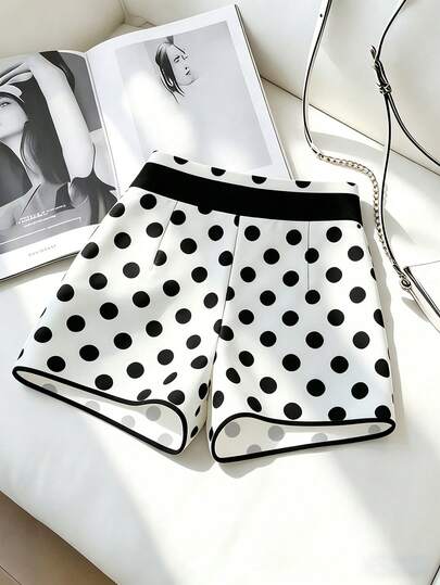 Franclia 女士优雅波点束腰阔腿短裤，适合夏季、春季、假日、派对、海滩、优雅、休闲、度假、正式、工作、社交场合