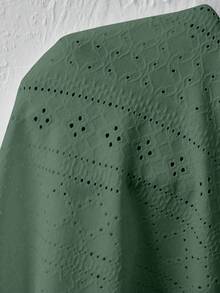 Áo tank top nữ cổ tròn không tay, chất liệu vải dệt họa tiết, thích hợp mặc mùa xuân/hè. - Màu xanh Ô liu - Xem 3