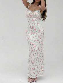 Aloruh Đầm bodycon đuôi cá họa tiết hoa nhỏ xinh dành cho nữ đi nghỉ - Nhiều màu - Xem 5