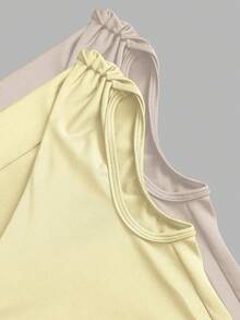 Sweetra 2pcs/Set Kaos Pas Badan dengan Kerah Asimetris, Atasan Kasual Serbaguna, Musim Semi/Panas - MultiWarna - View 5