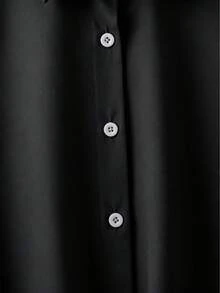 Resyla Camisa Casual Feminina com Detalhe de Laço Abotoamento Simples - Preto - Visão 5