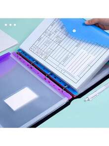 1 chiếc bìa đựng tài liệu khổ A4 dung lượng lớn, chắc chắn, bền bỉ, chống nước, nhẹ, thiết kế gấp gọn, nhiều ngăn, khóa chun, nhiều màu sắc, đồ dùng học tập, văn phòng phẩm, du lịch, đồ dùng thiết yếu cho năm học mới, hộp đựng tài liệu, kẹp hồ sơ, sắp xếp dự án. - Nhiều màu - Xem 2