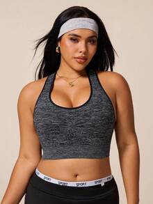 Rhythm Era 1pc Regular Bra + Moisture-Wicking Fabric / Bust-Lifting Design / Racerback Design / Basic Style / Flax Gray + Sports Bra + Fitness/Yoga - Grey - View 1