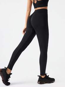 1pc Women's Black Shaping Leggings, Tummy Control, Butt Lifting, Thigh Slimming, Mid-Length Shaping Pants, Suitable As Base Layer - Black - View 11