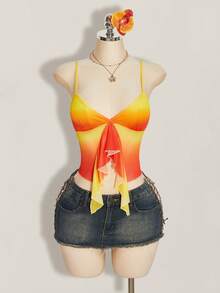 SHEIN ICON 女士休闲百搭荷叶边吊带背心，适合约会和外出穿着 - 彩色 - 查看 8