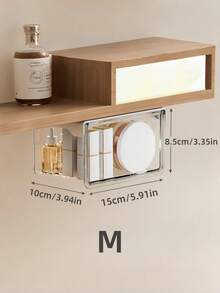 SpaceSaving Expandable Mirror Cabinet With Under Storage Box And Hanging Rack Bathroom Vanity Organizer For Cotton Pads Lipstick Swabs With Hidden Pull Out Drawer Shelf Cosmetic Storage - Multicolor - View 4
