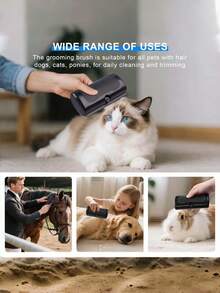 Pet Grooming Brush For Short Hair Dogs & Cats, Professional Deshedding Tool For Shedding Control, Effective Fur Removal Brush For Smooth Coat Pets, Dog Cat Hair Brush With Gentle Bristles - Black - View 7