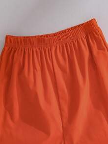 Setelan 2pcs/Set Kaos Lengan Pendek Motif Pohon Palem dan Celana Pendek Warna Polos untuk Anak Laki-laki, Pakaian Musim Panas Gaya Pulau untuk Akhir Pekan di Pantai, Liburan, Setelan Musim Panas untuk Anak Laki-laki - Jeruk - View 6