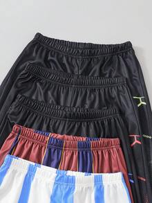 SHEIN 5件套男童休闲运动风渐变网眼面料及膝短裤，适合日常穿着和户外活动，夏季 - 彩色 - 查看 3