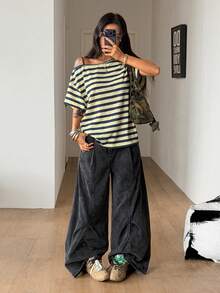 SHEIN Coolane 女士秋季街头风外出Y2K骷髅图案万圣节服装宽松黑色T恤 - 彩色 - 查看 6
