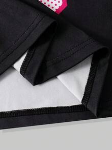 SHEIN Set 2 buc. Tricou casual cu imprimeu numeric, stil stradal + pantaloni cargo, croială confortabilă pentru mișcare ușoară, elemente stradale la modă, potrivit pentru școală, naveta, ieșiri în weekend, purtare zilnică primăvara - Roz fierbinte - Vizualizare 6