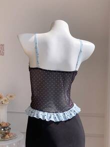 Comfortcana 2026 New Arrival Spring/Summer Women's Summer Casual Colorblock Polka Dot Print Camisole Festival Outfits For Women Festival Outfits For Women Festival Outfits For Women Beach Outfit For Women Vacation Outfits Women Y2k Peplum Top Polka Dot Top - Multicolor - View 2