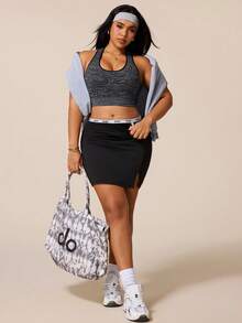 Rhythm Era 1pc Regular Bra + Moisture-Wicking Fabric / Bust-Lifting Design / Racerback Design / Basic Style / Flax Gray + Sports Bra + Fitness/Yoga - Grey - View 6