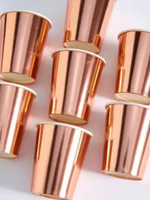 Bộ 10 chiếc, 20 chiếc, 30 chiếc cốc giấy 9oz màu vàng hồng, cốc giấy tráng kim tuyến dùng một lần với viền vàng, đồ dùng trang trí tiệc sang trọng cho đám cưới, tiệc cô dâu, sinh nhật, Ngày của Mẹ, lễ tốt nghiệp, tiệc tối. - Nhiều màu - Xem 2