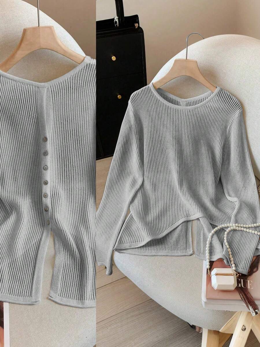 GlowEve Nueva llegada Suéter tejido de colores mixtos de moda europea y americana - Gris Claro - Ver 1