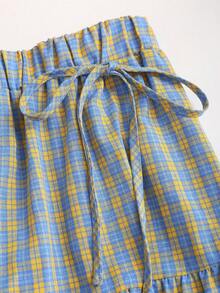 2026 Nuevo Falda elegante de dama fresca con diseño de cuadros franceses, estilo universitario vintage, dobladillo con patchwork, encaje dulce, decoración de lazo para primavera/otoño - Multicolor 2 - Ver 5