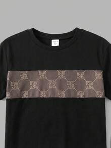 SHEIN 2件套男童夏季休闲字母印花T恤和裤子套装 - 彩色 - 查看 4