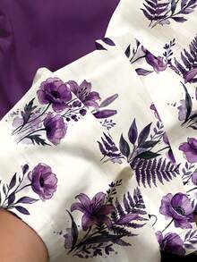 两件套少女休闲褶皱腰T恤和印花长裤套装，适合春夏日常穿着、街头风、外出和度假。 - 彩色 - 查看 6