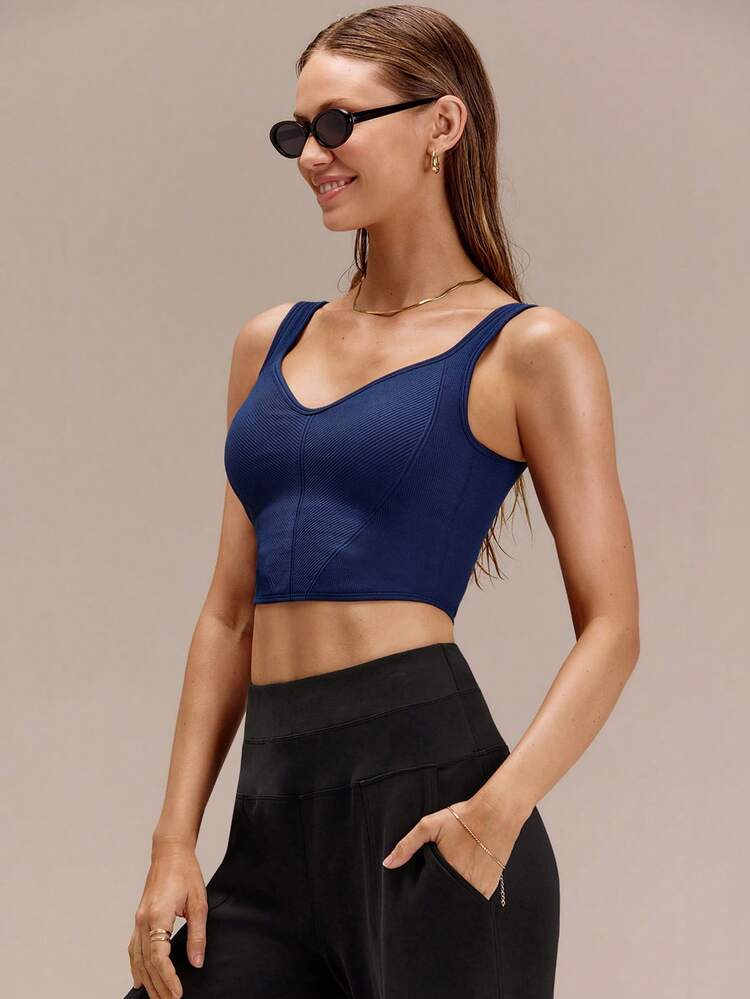 Ultrafine Soft Seamless Rock Every Rep Sweetheart Neckline Asymmetric Hem Removable Cups Corset-Style Tank Top Training Running Workout Gym Fitness Active Wear