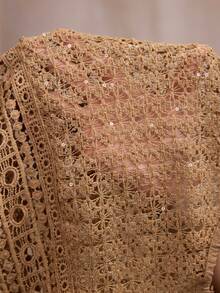 Flouryn 女士时尚针织拼接流苏咖啡棕色毛衣 - 咖啡棕 - 查看 8