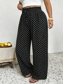 SHEIN Frenchy Quần chấm bi dáng rộng, thích hợp cho mùa hè. - Nhiều màu - Xem 6