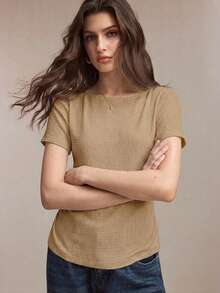 BizChic 收腰可調節繫帶 T-shirt，修身性感百搭上衣，適合通勤、約會、休閒、運動、鄉村風、日常穿著、萬聖節、開學季、派對、生日、婚禮賓客、特殊場合、夏季、秋季、度假、辦公室、外出、海灘、聚會、社交、節日、購物、下午茶、旅行 - 棕色 - 查看 6