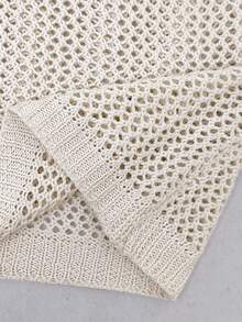 Balvessa Hollow Out Cover-Up Dress, Flattering For Beach Vacation In Summer - Apricot - View 8