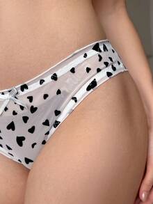 PetitDoll 1pc Cute Heart Design Ladies Romantic Panties - Black and White - View 6