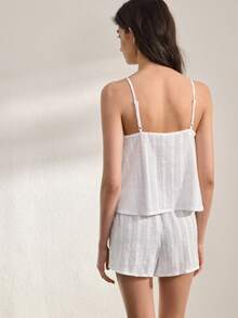 Ocili Quần short dáng rộng thoải mái bằng cotton mềm mại, kiểu bohemian, có dây rút, thích hợp cho mùa thu, dành cho nữ. - trắng - Xem 2