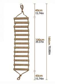 1 pieza Escalera colgante para gatos de sisal, de longitud 50cm/100cm, de madera de pino natural resistente, carga máxima de 12kg (26lb), para jugar, trepar y arañar - Albaricoque - Ver 9