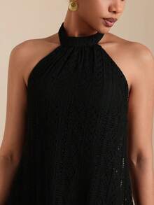 Vesra Women's Solid Color Elegant Party Halter Dress - Black - View 6