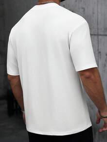 Manfinity Homme 男士休闲胸袋刺绣图案宽松短袖T恤 - 白色 - 查看 2