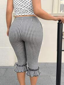GalTyme Quần legging lửng 7/8 kẻ caro dáng ôm dành cho nữ cỡ lớn, đa năng, thích hợp mặc hàng ngày. - Nhiều màu - Xem 2