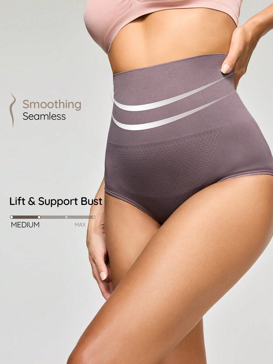 SHAPORA Women's Simple Solid Color High Waist Seamless Shaping Bottoms - Purple - View 1