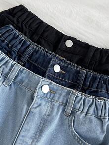 SHEIN Shorts vaqueros informales y sueltos, paquete múltiple, todo a juego, para niñas - Multicolor - Ver 4